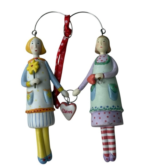 Hallmark Keepsake Christmas Ornament “Sisters”‎ 2002 Porcelain Julie Forsyth - Picture 1 of 4